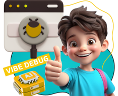 Тестирование & Vibe Debug. Охотники за багами - КИБЕРшкола программирования для детей, компьютерные курсы для школьников, начинающих и подростков - KIBERone г. Крылатское